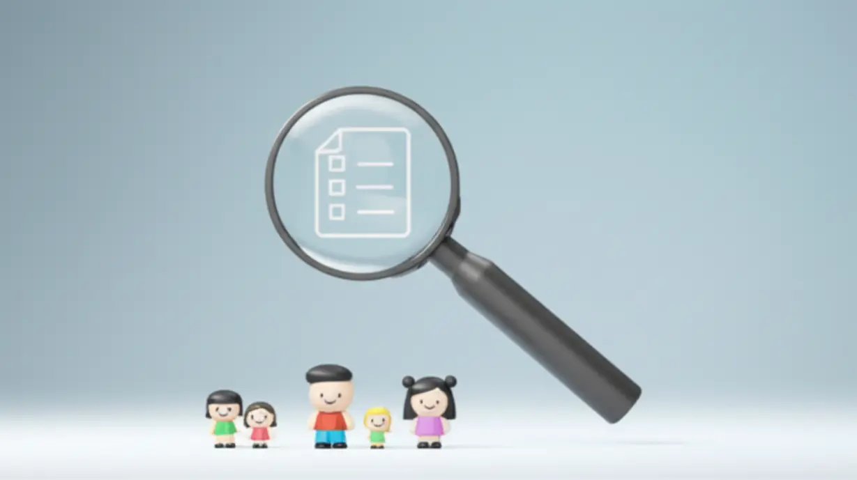 남양주왕숙-청약-자격-조건을-꼼꼼히-확인하는-모습을-표현한-귀여운-3D-돋보기와-체크리스트.-다양한-가족-유형-아이콘이-함께-보입니다.