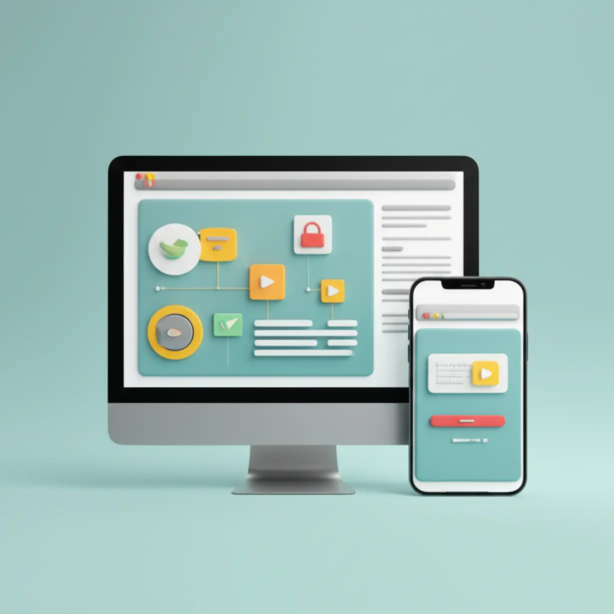 한국장학재단-누리집-또는-앱에서-학자금대출-신청-및-실행하는-온라인-방법을-나타내는-귀여운-그림-이미지