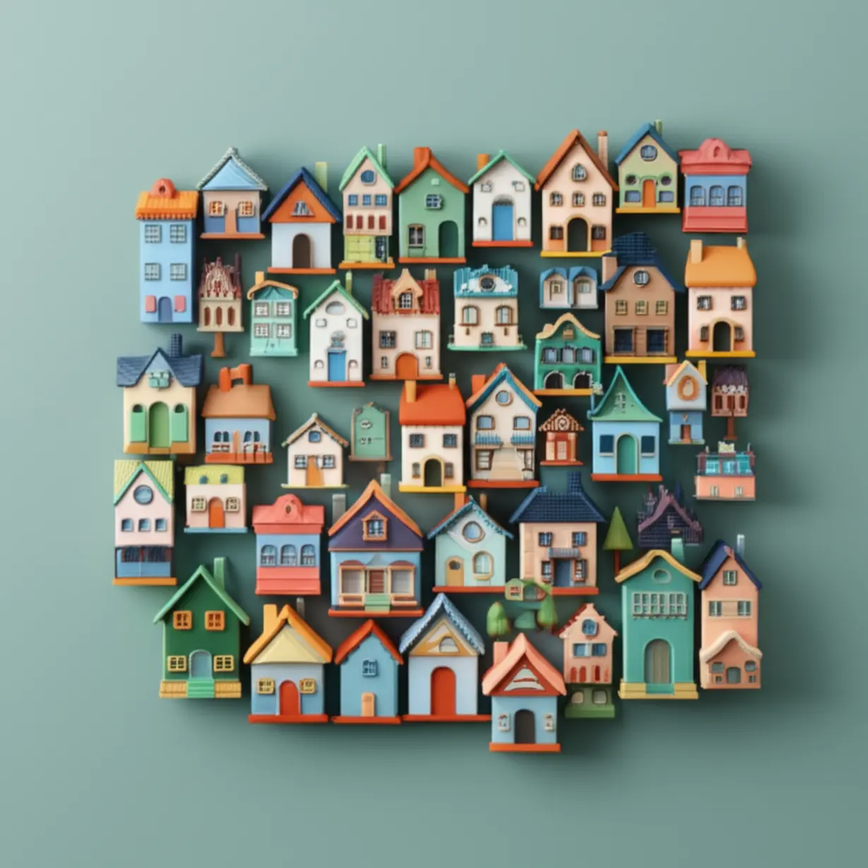 서울-지역별-아파트-매매-및-전세-가격-변화를-나타내는-귀여운-미니어처-주택들이-있는-서울-지도-3D-이미지