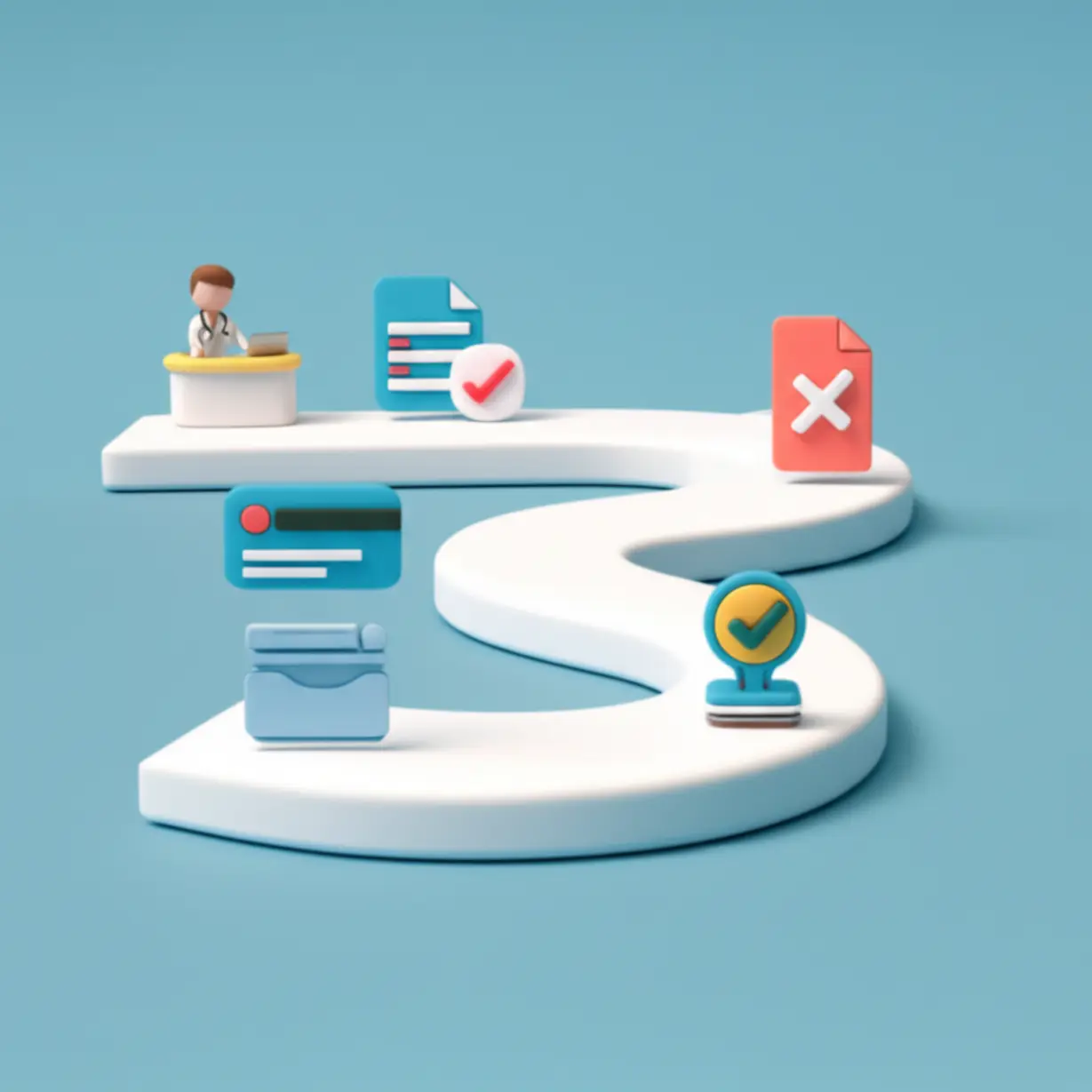 산정특례-신청-과정을-보여주는-귀여운-3D-그림.-진료,-서류-준비,-제출,-승인까지의-단계를-순서대로-표현.