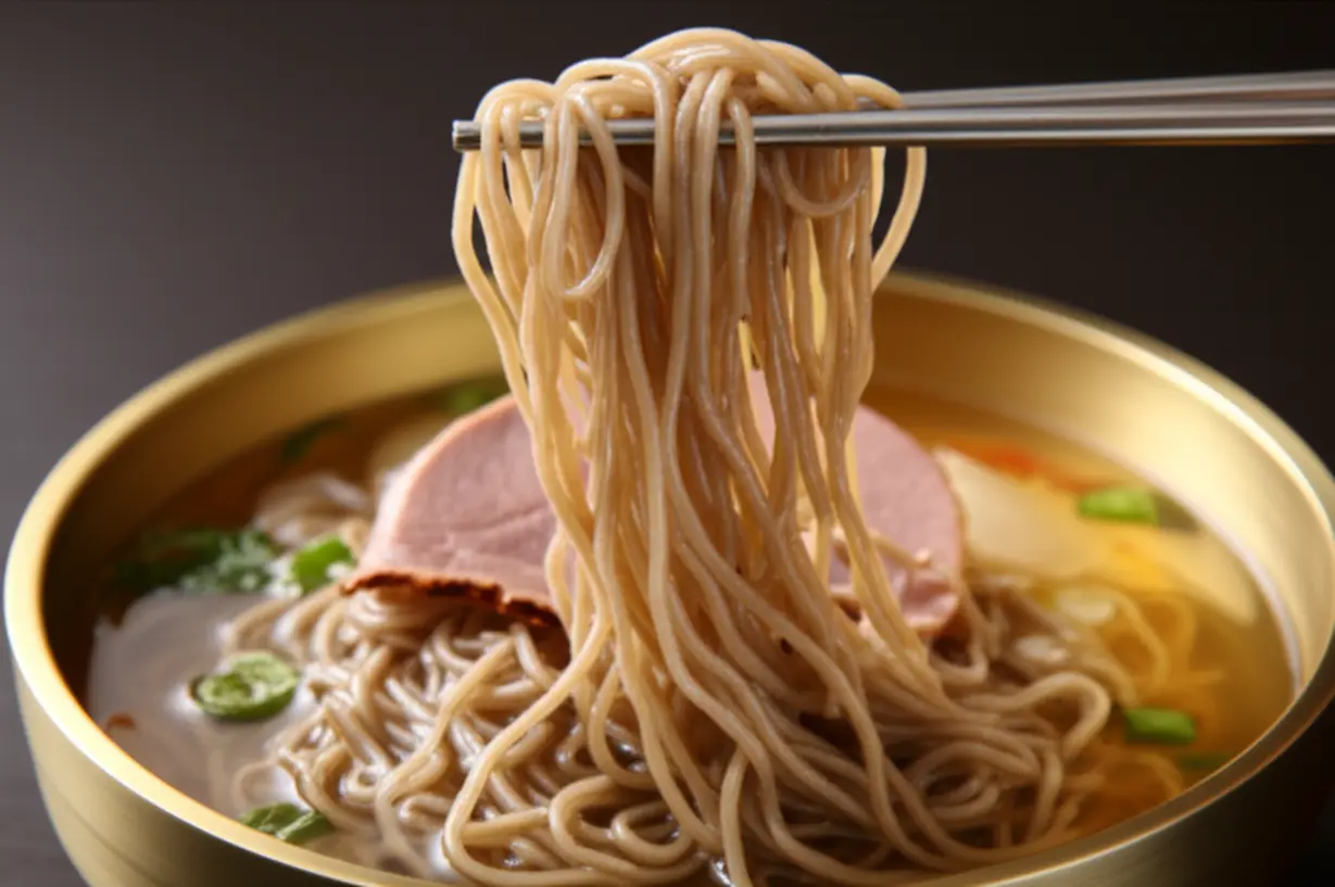 의정부-평양면옥-본점의-맑은-육수-평양냉면-한-젓가락.-부드러운-면발과-담백한-국물의-완벽한-조화.