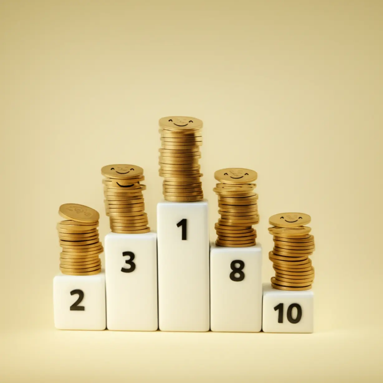 숫자-1부터-10까지-적힌-귀여운-시상대에-동전-꾸러미들이-올려져-있는-3D-그림.-국내-고배당주-TOP10-종목들을-순위별로-보여주는-이미지를-표현합니다.