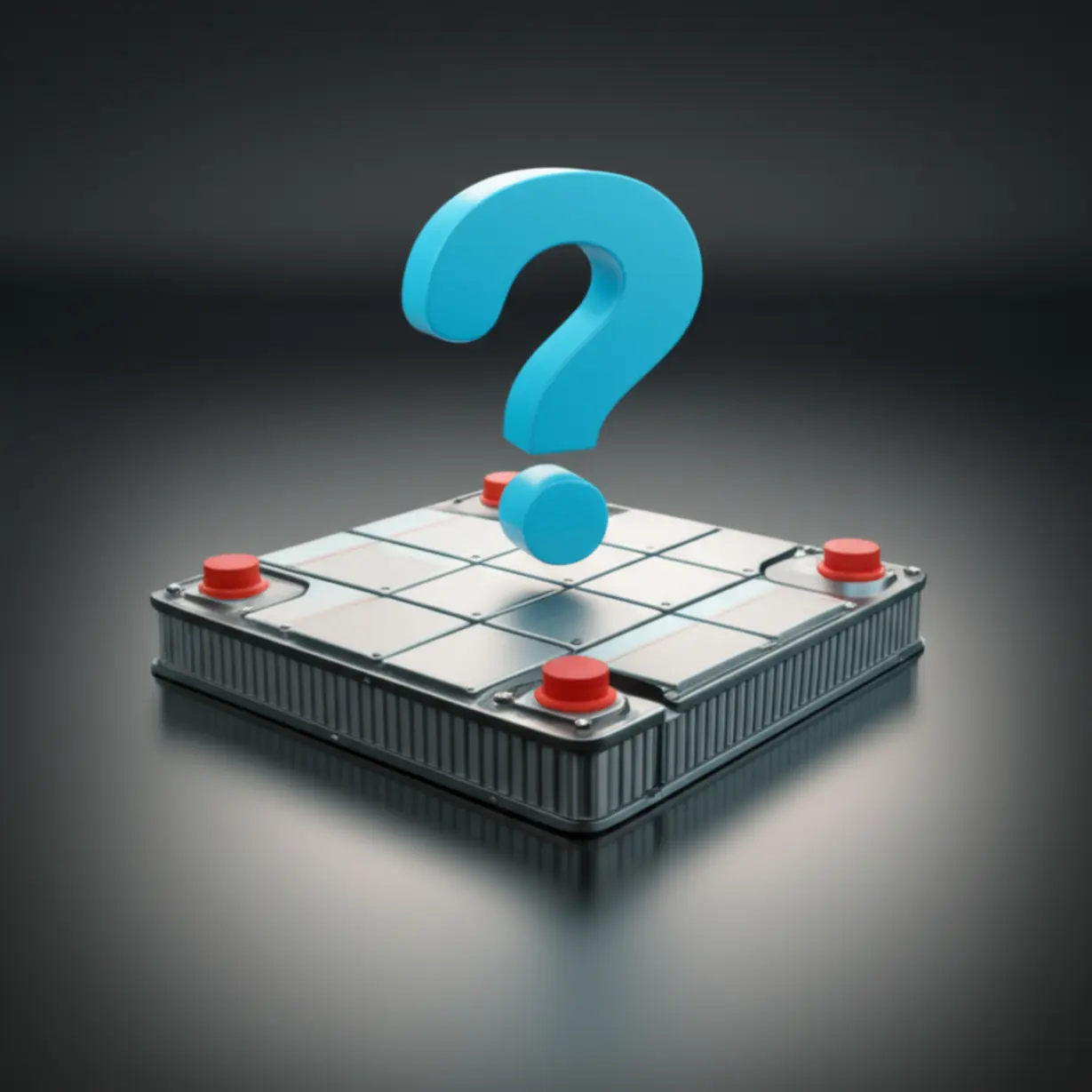 미국-정책-변화로-인한-배터리-시장의-불확실성을-나타내는-귀여운-3D-전기차-배터리-팩과-물음표-이미지