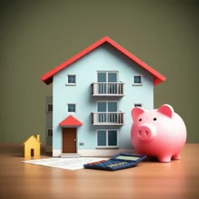 세입자의-예상치-못한-월세-인상-제안과-임대인의-현명한-임대-관리-전략을-상징하는-귀여운-3D-건물,-저금통,-계산기-이미지