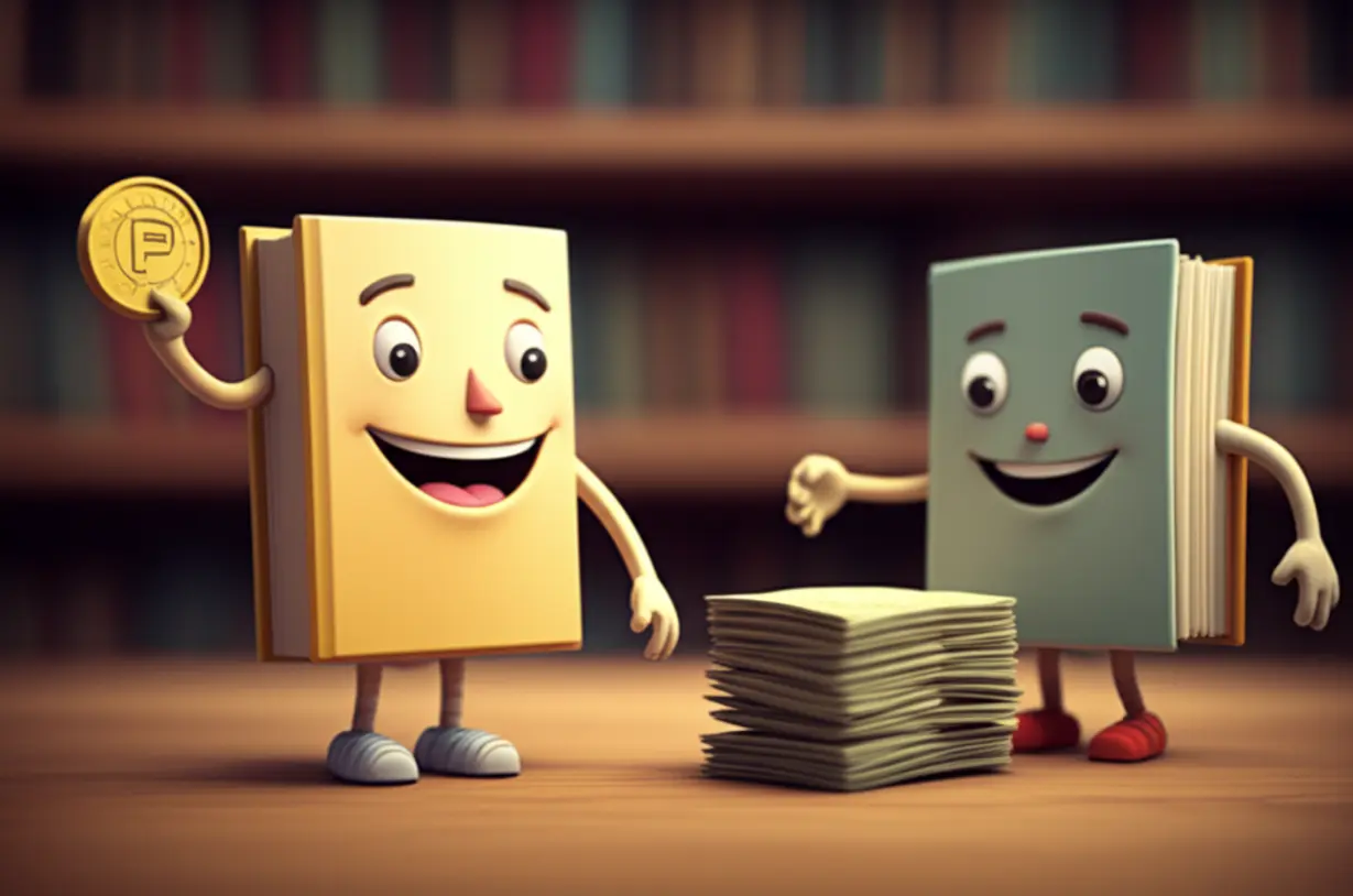 경기도-독서포인트제가-무엇인지-설명하는-귀여운-이미지입니다.-책-캐릭터가-포인트-토큰을-주고-지역화폐를-받는-모습입니다.