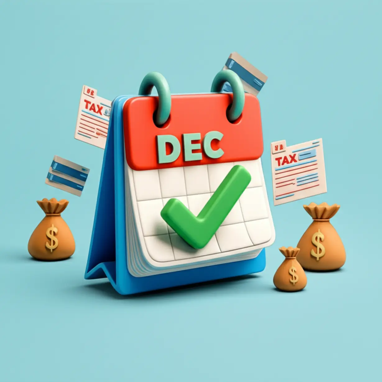 연말이나-연초-달력에-체크-표시가-된-귀여운-3D-그림.-세금을-최종-확정하는-연말정산을-상징합니다.