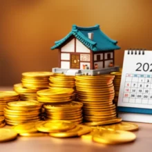 2025년-기초연금-관련-노후-자금과-안정된-주거를-상징하는-귀여운-3D-한국-전통-주택-모형과-동전-더미-이미지