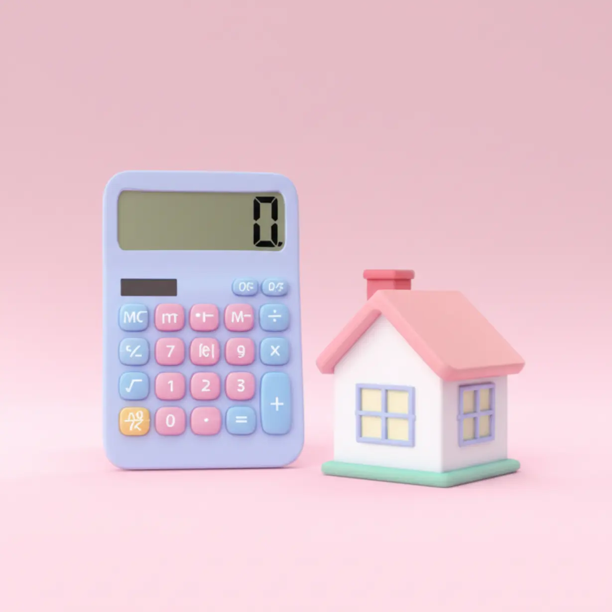 주택임대사업자-취득세-감면-혜택을-나타내는-귀여운-3D-계산기와-주택-이미지.