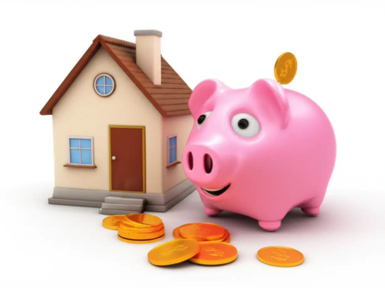 주택임대사업자의-재산세-감면으로-절약되는-돈을-표현한-귀여운-3D-돼지-저금통과-주택-이미지.