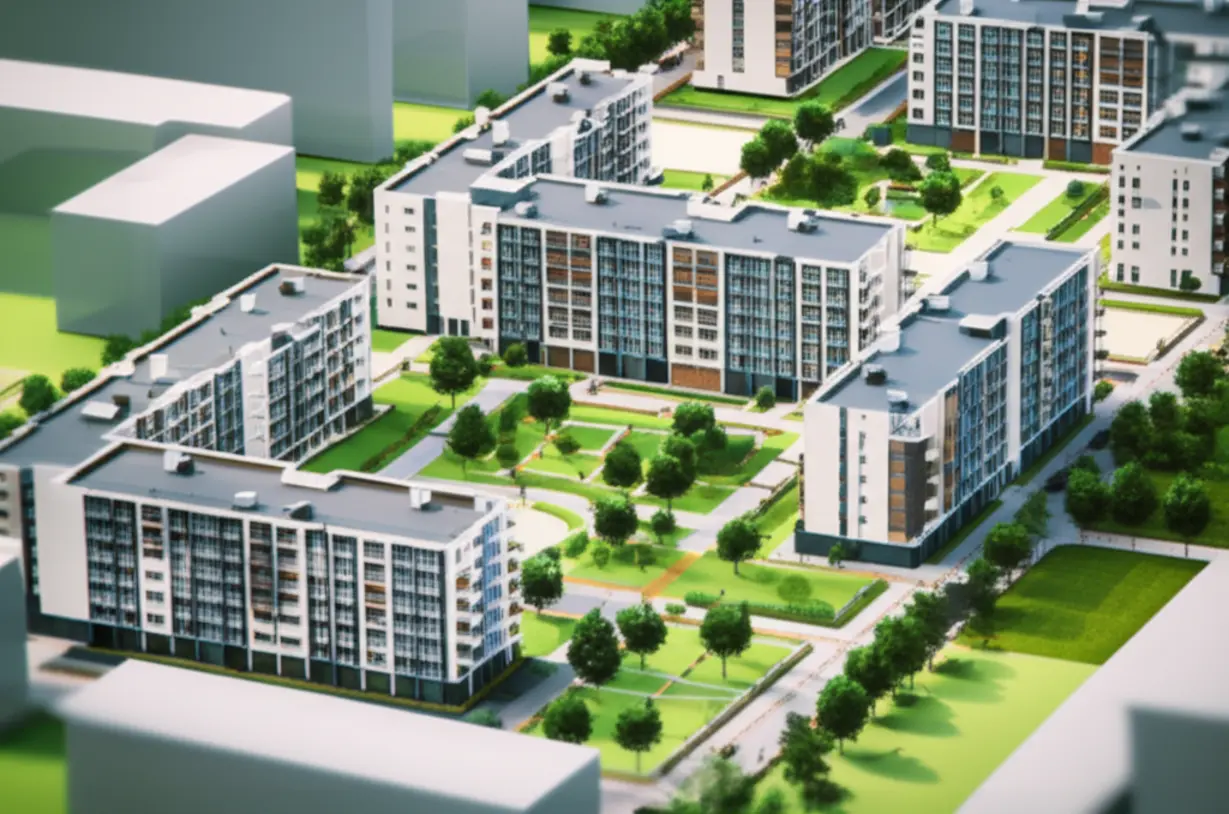 용인-양지-경남아너스빌-클러스터의-전체-단지-모형도입니다.-여러-동의-아파트-건물들이-넓은-간격으로-배치되어-있으며,-주변에는-조경이-잘-되어-있어-쾌적한-주거-환경을-보여줍니다.-용인-아파트-대단지의-장점을-한눈에-보여줍니다.