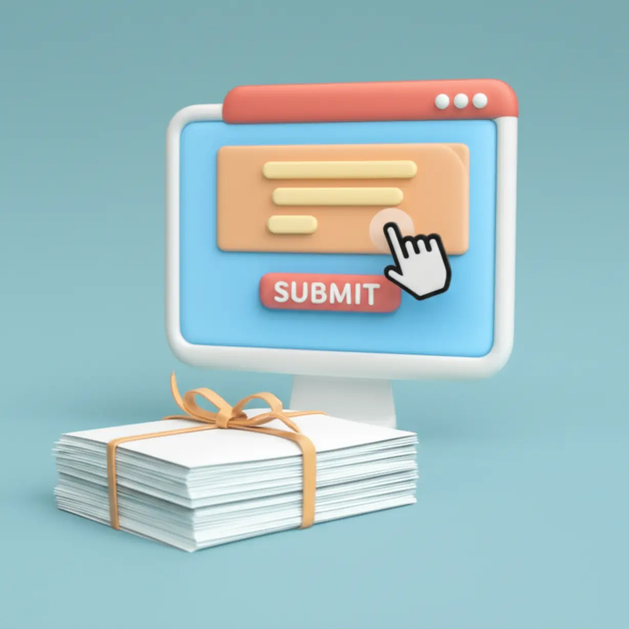 청년내일저축계좌-신청-방법을-나타내는-귀여운-3D-컴퓨터-화면과-준비된-서류-이미지입니다.-온라인과-오프라인-신청-과정을-쉽게-이해할-수-있도록-돕습니다.