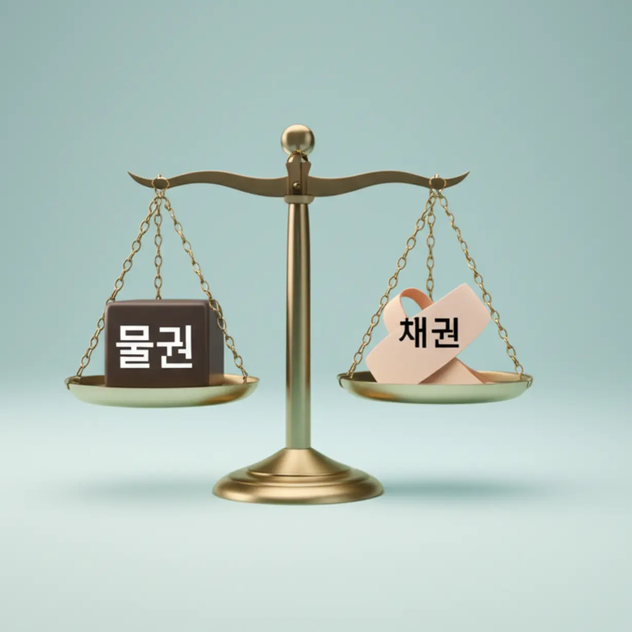 전세권과-임차권의-기본-차이를-설명하는-귀여운-3D-저울-그림.-단단한-블록은-물권의-강력함을,-유연한-리본은-채권의-성격을-보여줍니다.