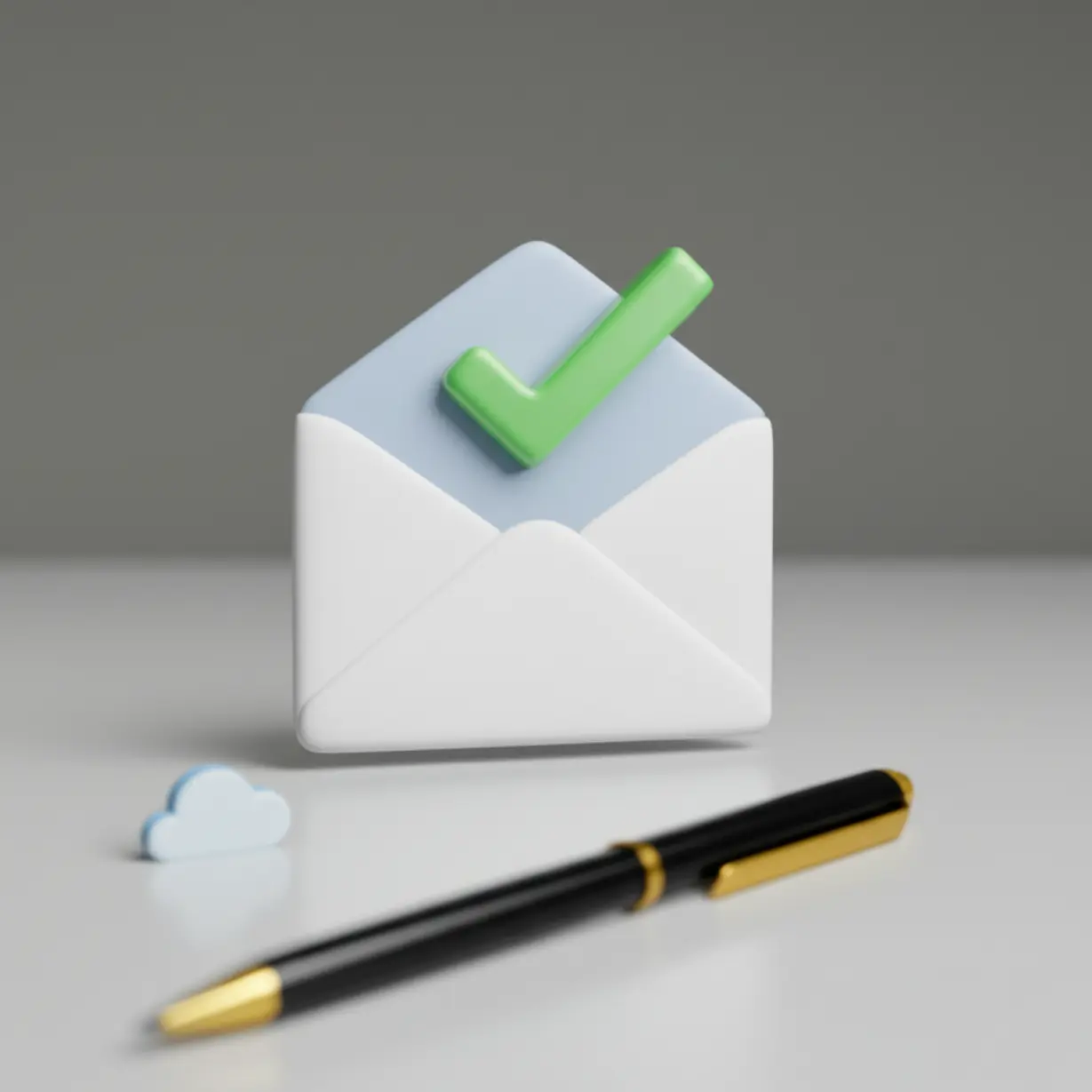 기초연금-신청-과정을-나타내는-귀여운-3D-봉투와-체크-표시-이미지