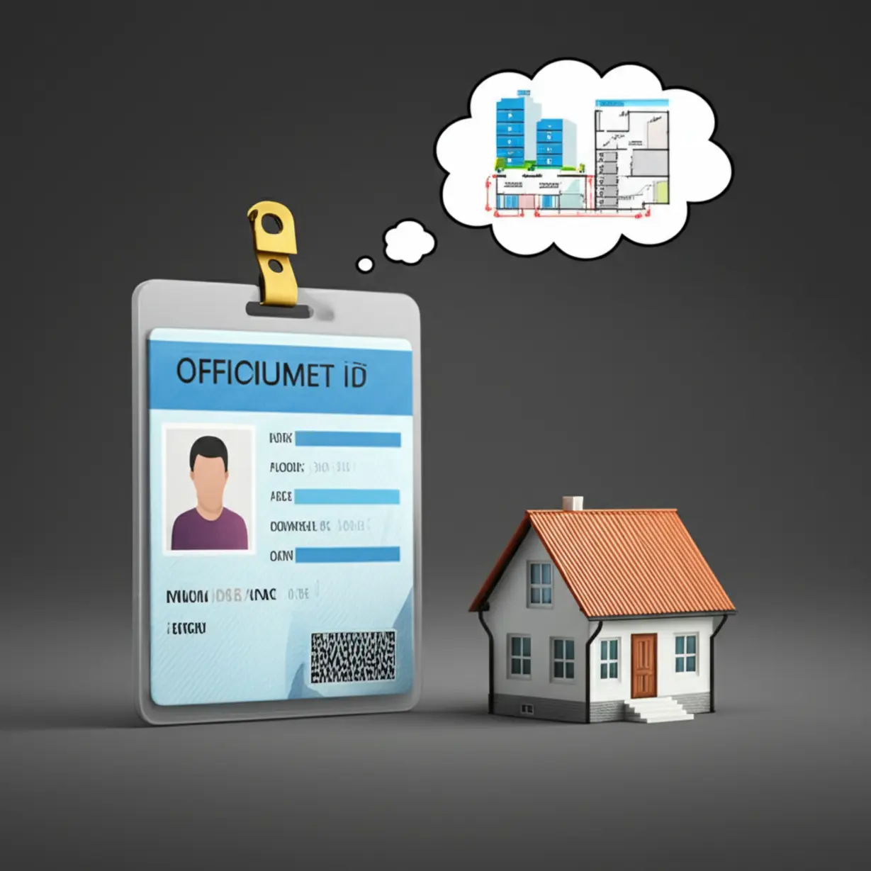 건물의-신분증-역할을-하는-건축물대장-서류와-귀여운-3D-주택이-함께-있는-모습.-건축물대장의-중요-정보를-강조합니다.