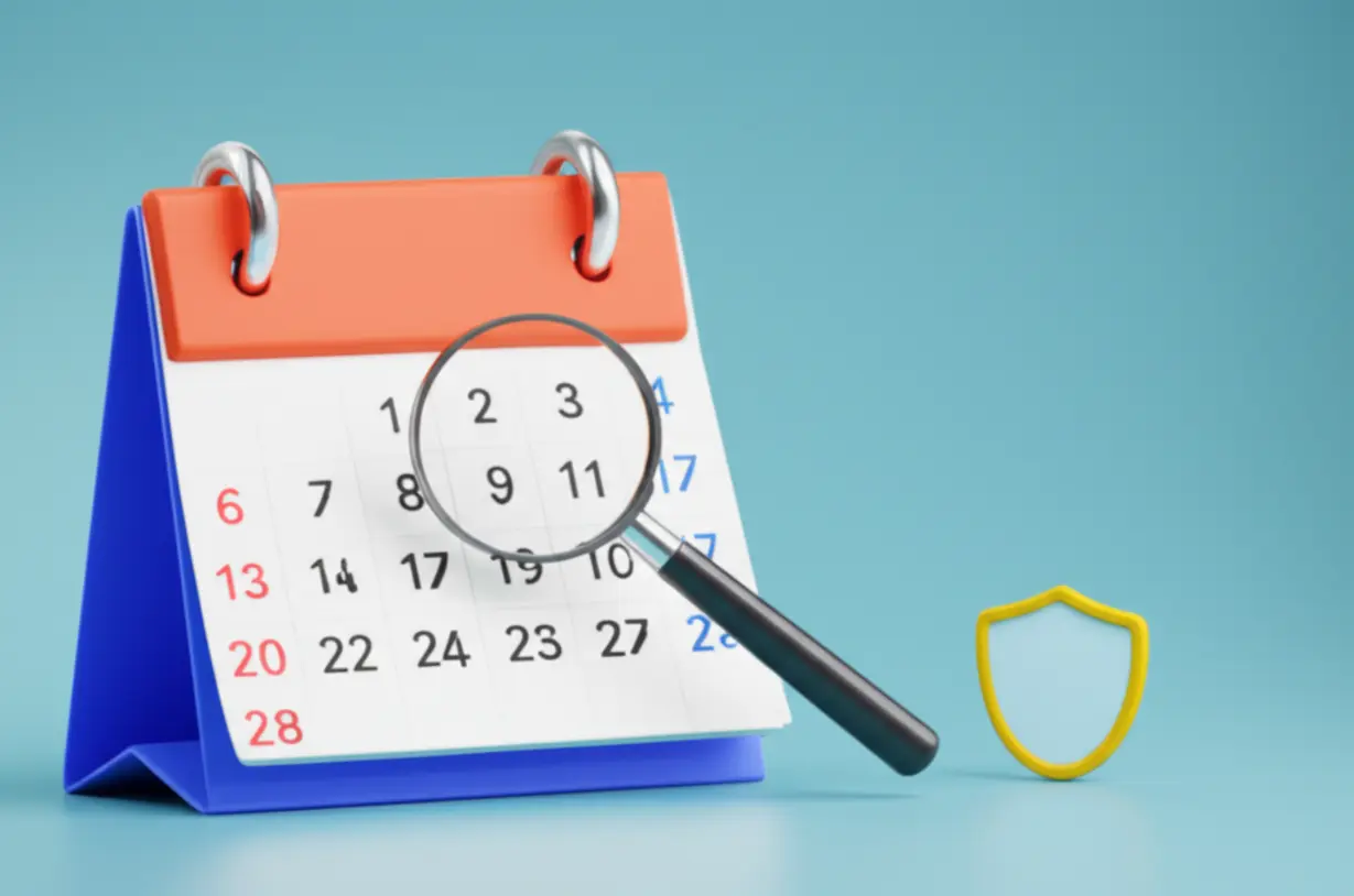 날짜가-표시된-달력과-돋보기,-그리고-작은-방패-아이콘.-종합부동산세를-미리-확인하고-절세-전략을-세워-재정적-위험으로부터-보호하는-현명한-대비를-상징합니다.