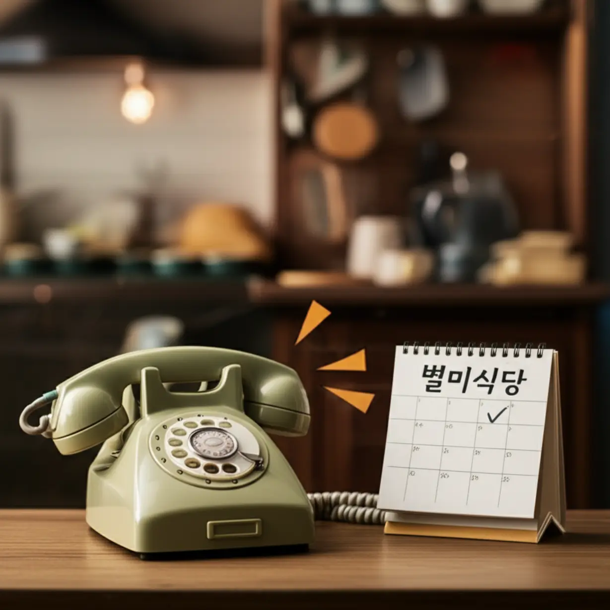 괴산-별미식당-방문-전-미리-전화-예약하는-모습의-귀여운-3D-이미지.-편안한-식사를-위한-필수적인-예약-팁.