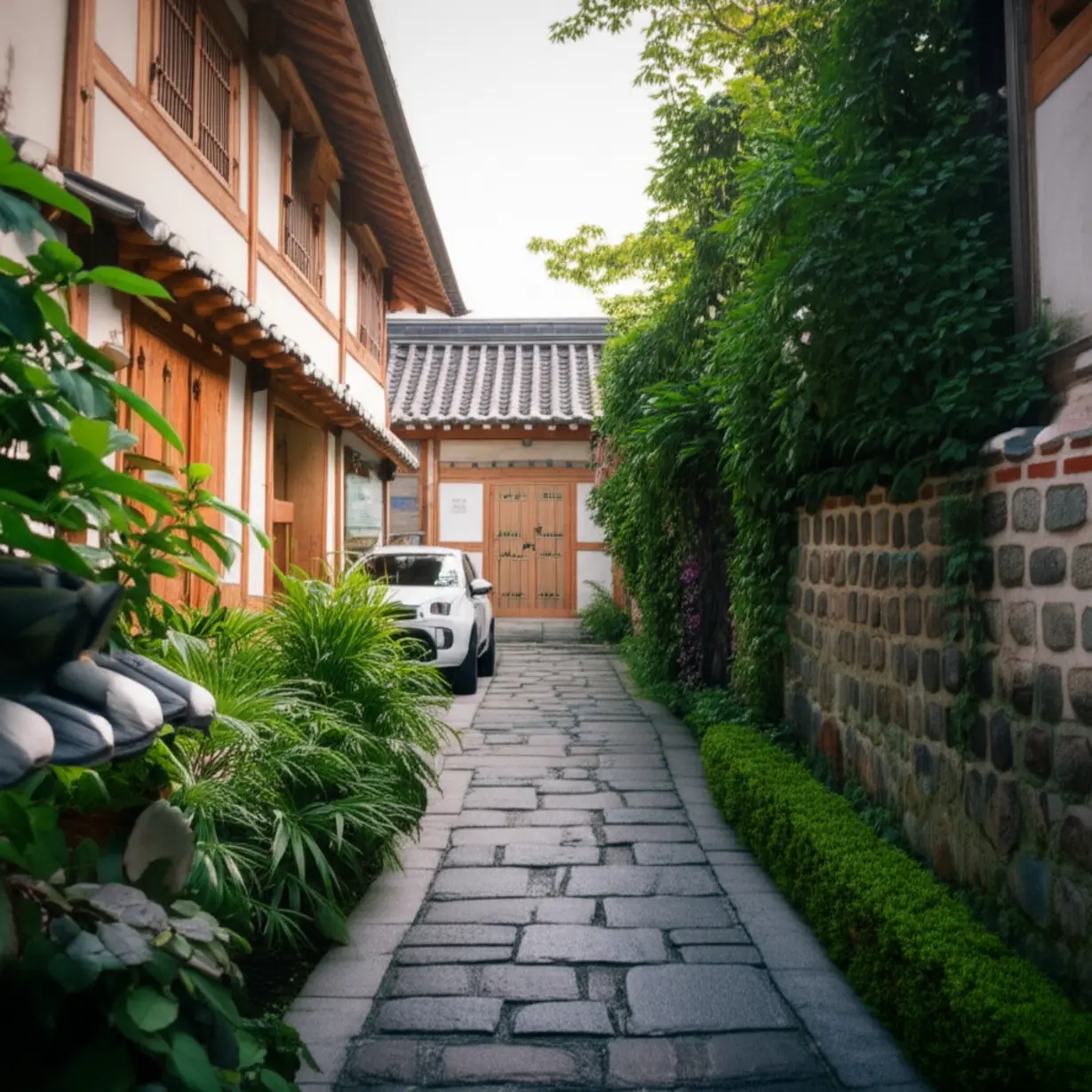 괴산의-조용한-골목에-자리-잡은-정겨운-옛집-식당-모습의-3D-일러스트.-숨겨진-맛집의-고즈넉한-풍경.