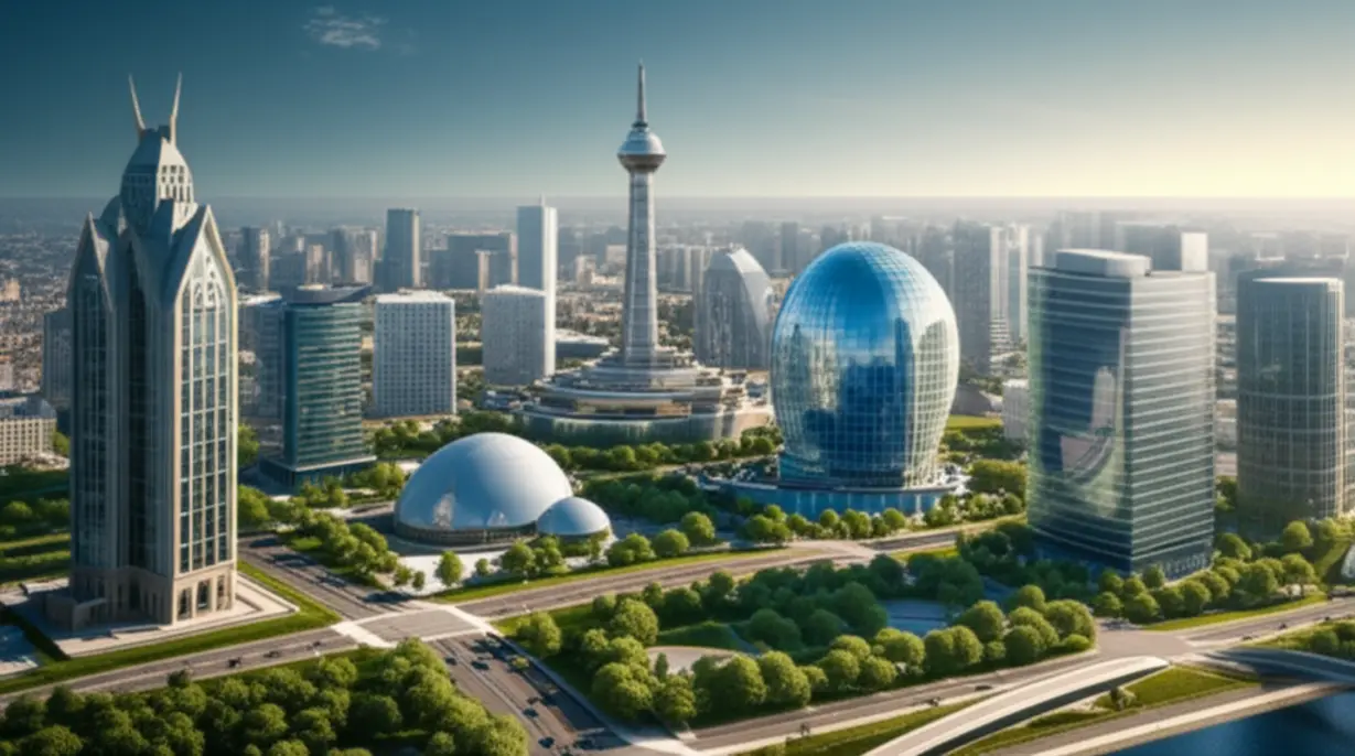 청라국제업무단지의-시티타워,-로봇랜드-등-미래-개발-계획들을-표현한-활기찬-3D-도시-이미지입니다.