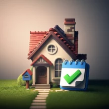 아늑한-집-모양과-달력,-체크-표시가-있는-3D-이미지로,-주민등록-사실조사-참여를-상징합니다.