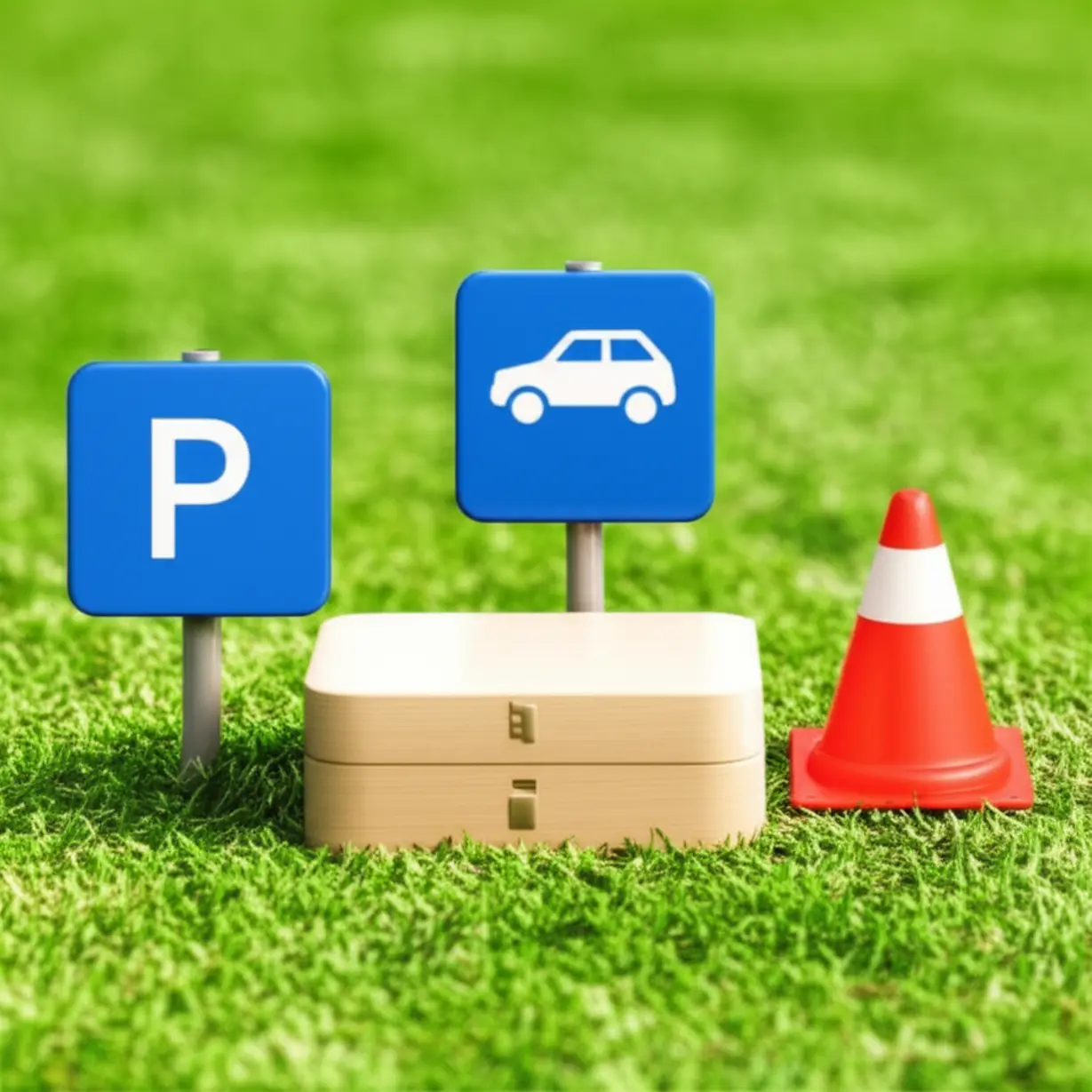 난지-한강공원-물놀이장-방문-시-유의할-음식물-규제,-주차-공간,-교통-혼잡을-나타내는-귀여운-도시락,-주차-표지판,-교통-고깔.