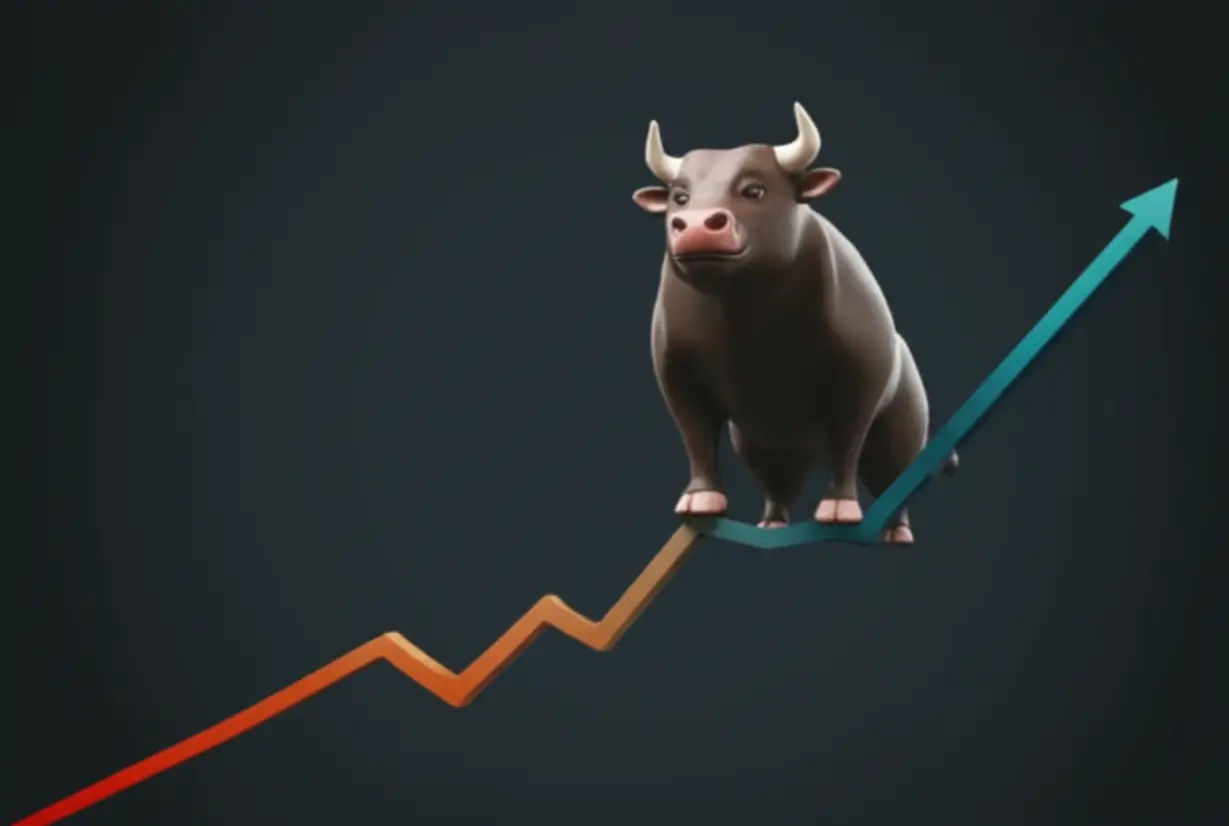 미국-뉴욕-증시가-사상-최고치를-경신하며-활기-넘치는-시장-분위기를-표현하는-귀여운-3D-황소와-주식-상승-그래프-이미지.-금리-인하-기대감이-투자-심리에-긍정적인-영향을-미쳤음을-나타냅니다.