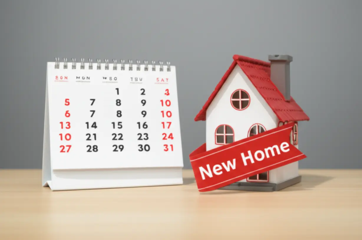 과천주암-C2-신혼희망타운-청약-일정을-표시한-깔끔한-달력과-새-집을-상징하는-아기자기한-집-모형.-중요한-날짜를-놓치지-않도록-안내하는-모습입니다.