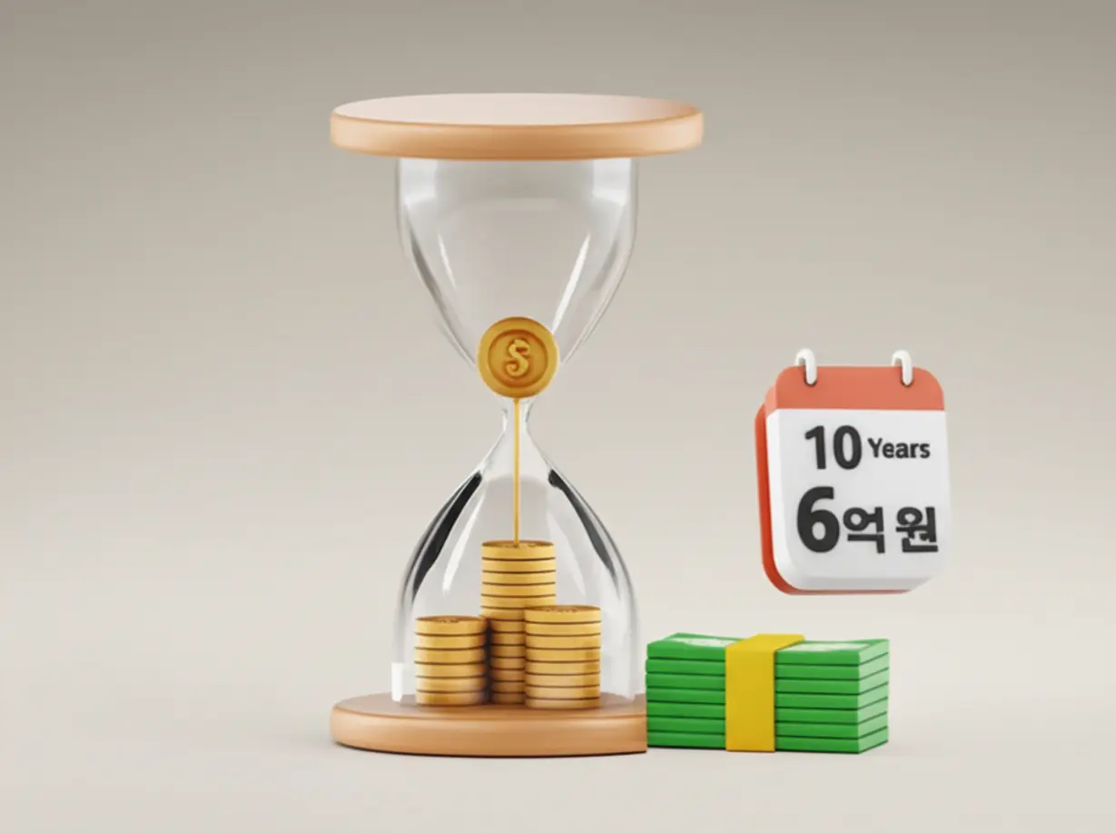 귀여운-3D-모래시계-안에-금화가-흐르는-모습과-