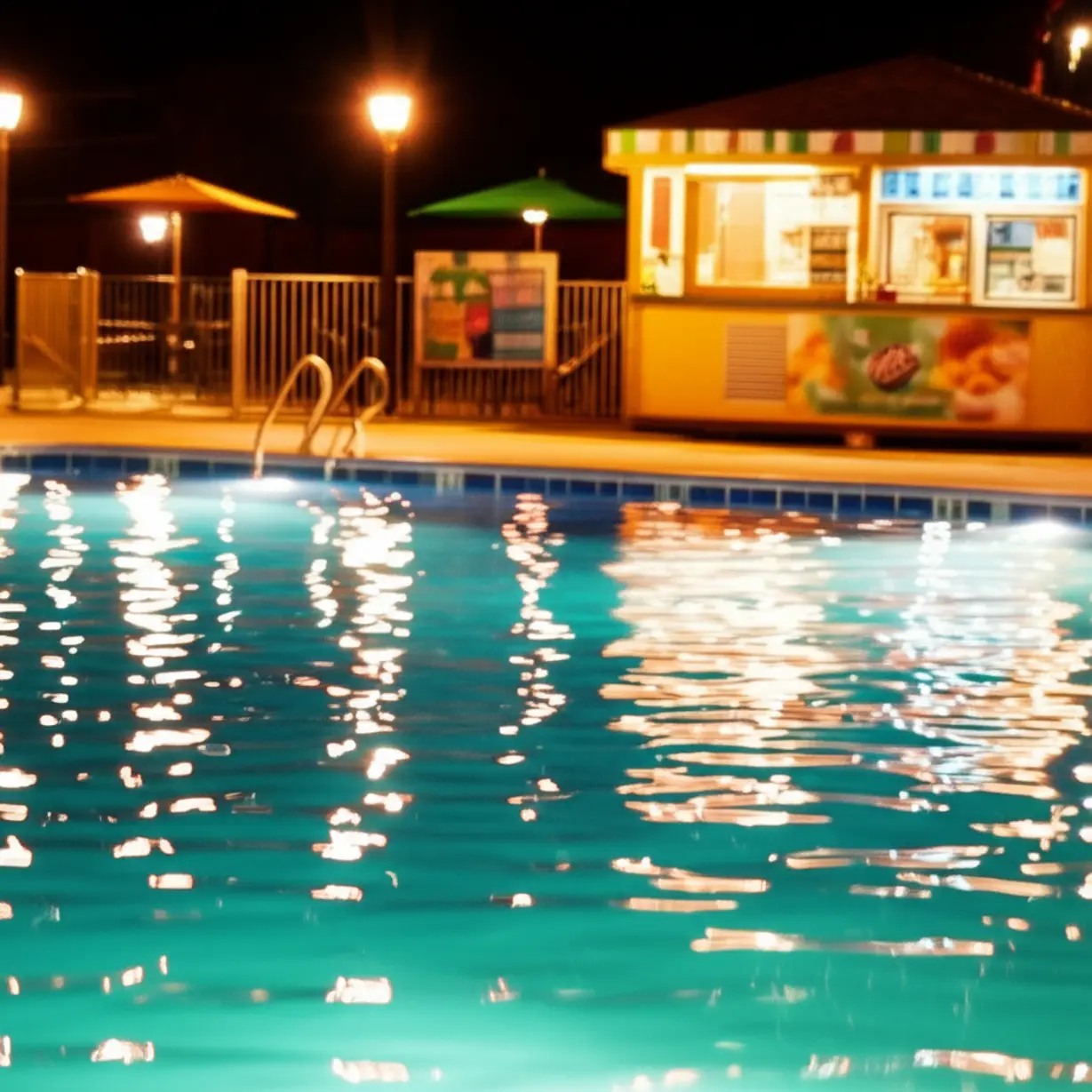 난지-한강공원-물놀이장의-아름다운-야간-풍경과-맛있는-나초,-논알콜-맥주를-파는-매점.-저녁-물놀이-즐기기.