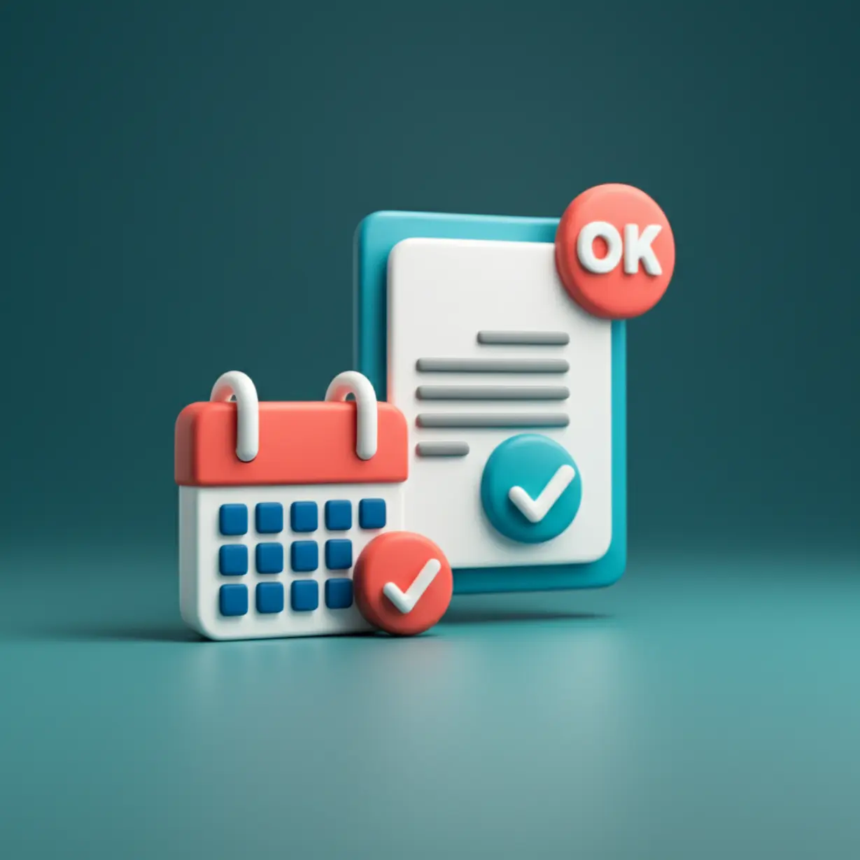 큰-체크-표시가-있는-귀여운-3D-달력-아이콘과-