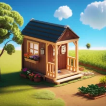 초록빛-농지에-지어진-아담하고-귀여운-농막주택의-모습.-평화로운-농촌-풍경과-조화로운-농막의-전경.