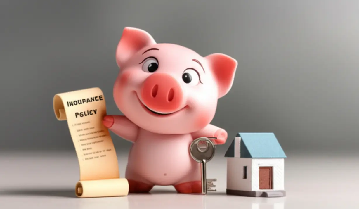 웃고-있는-저금통이-집-옆에-서서-열쇠를-들고-있는-3D-이미지.-주택임대사업자-보증보험의-중요성을-설명합니다.