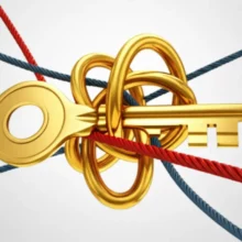 복잡하게-얽힌-부동산-시장-매듭을-풀려는-황금-열쇠-3D-이미지.-집값-안정-대책의-어려움을-보여줍니다.