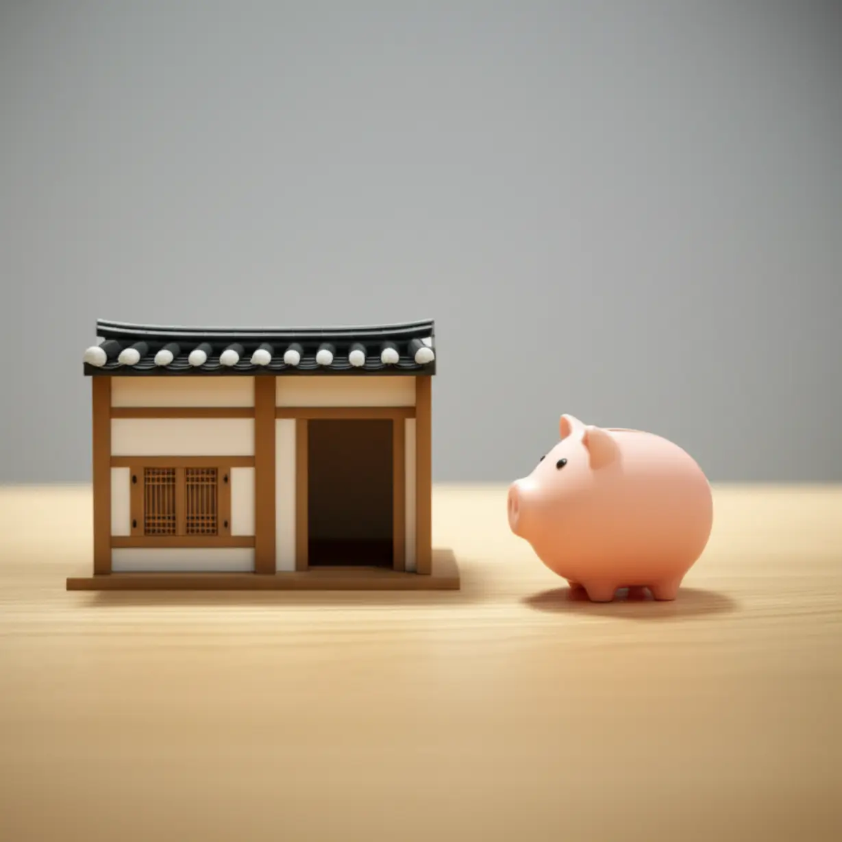 아담한-한옥-집-옆에-놓인-귀여운-돼지-저금통.-종합부동산세의-기본-개념과-우리-자산에-세금이-어떻게-부과되는지-쉽게-이해할-수-있도록-도와줍니다.