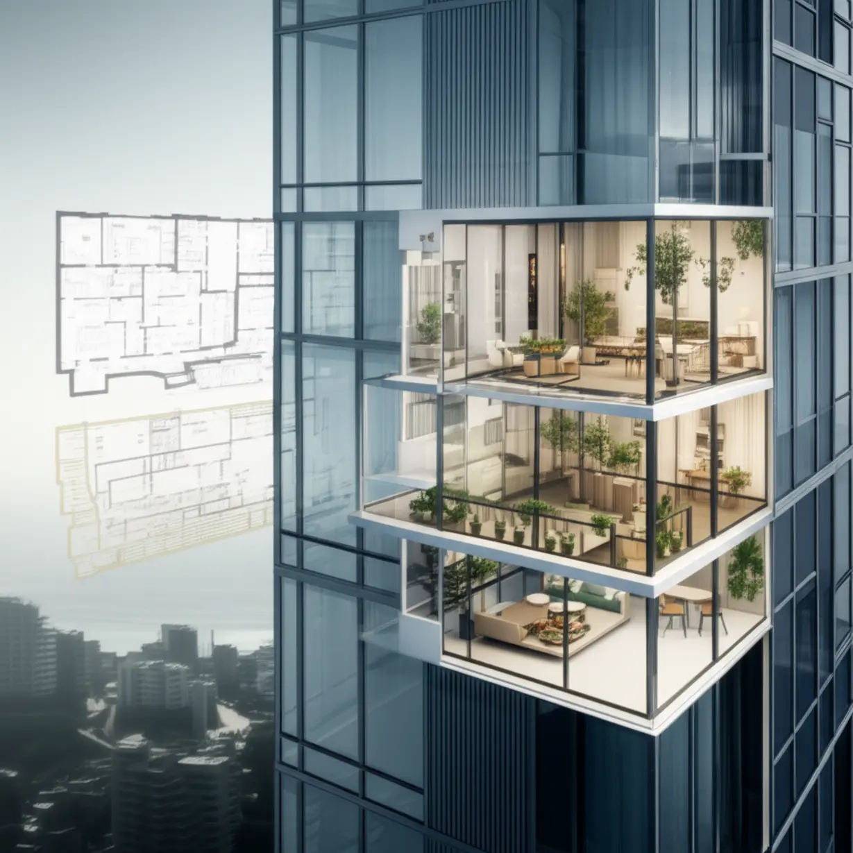 청라-피크원-푸르지오의-초고층-설계와-발코니가-포함된-혁신적인-실내-평면도를-보여주는-3D-이미지입니다.