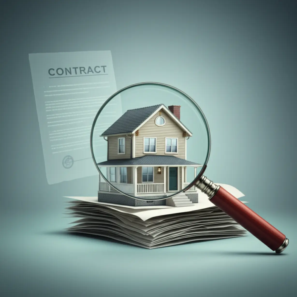 임차권등기-아파트의-등기부등본-확인-중요성을-보여주는-집과-서류를-확대해-보는-돋보기.