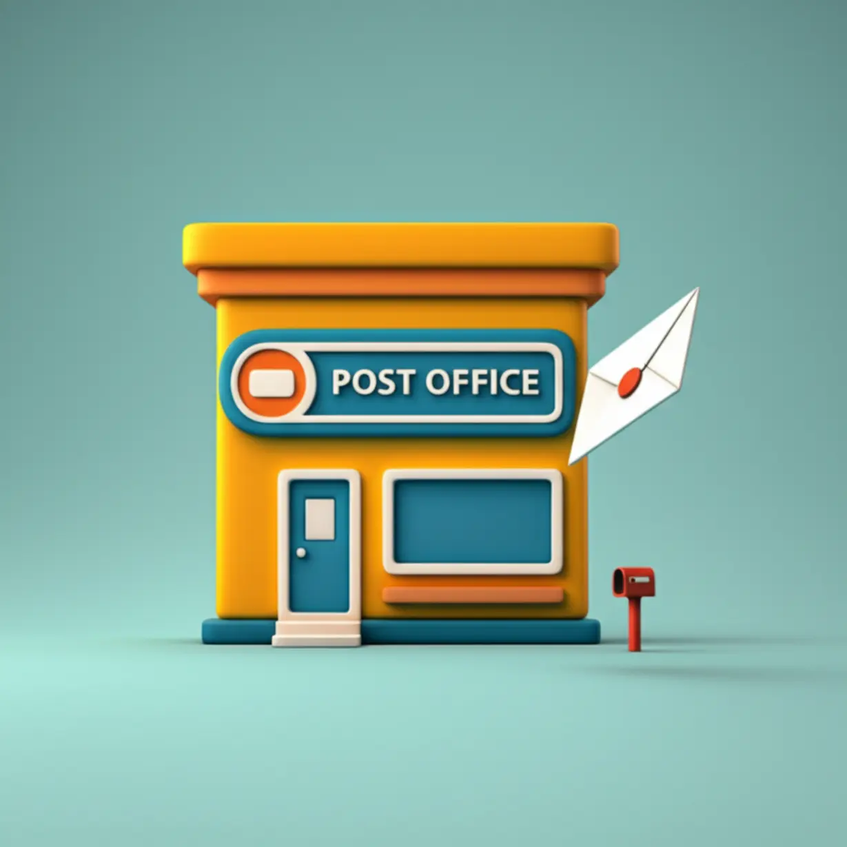 우체국-건물과-우체통,-내용증명-발송-과정을-상징하는-이미지