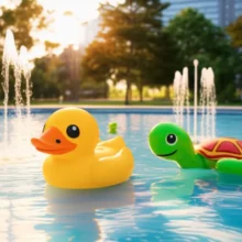 싱그러운-여름날,-잠실-한강공원-물놀이장의-시원한-물과-귀여운-물놀이-장난감들이-조화롭게-어우러진-풍경.-가족과-함께-즐거운-시간을-보낼-수-있는-서울-물놀이장-풍경.