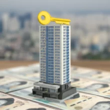 잠실르엘-아파트-청약-성공을-상징하는-황금-열쇠와-돈다발.