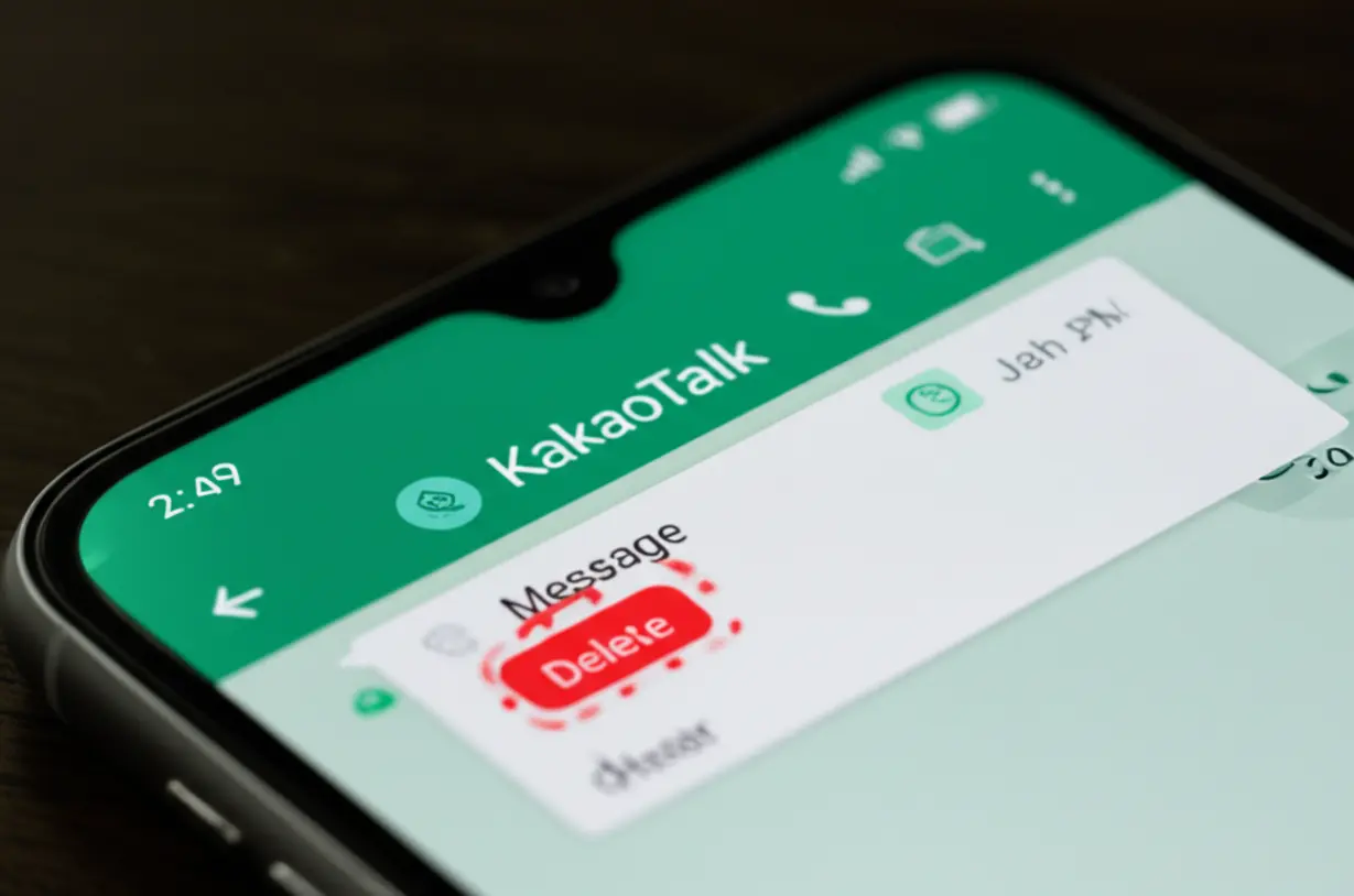 카카오톡-대화-화면에서-메시지-삭제-버튼과-24시간-연장된-시간을-보여주는-3D-이미지.-어르신들이-바뀐-카톡-삭제-기능을-쉽게-이해할-수-있도록-시각화했습니다.