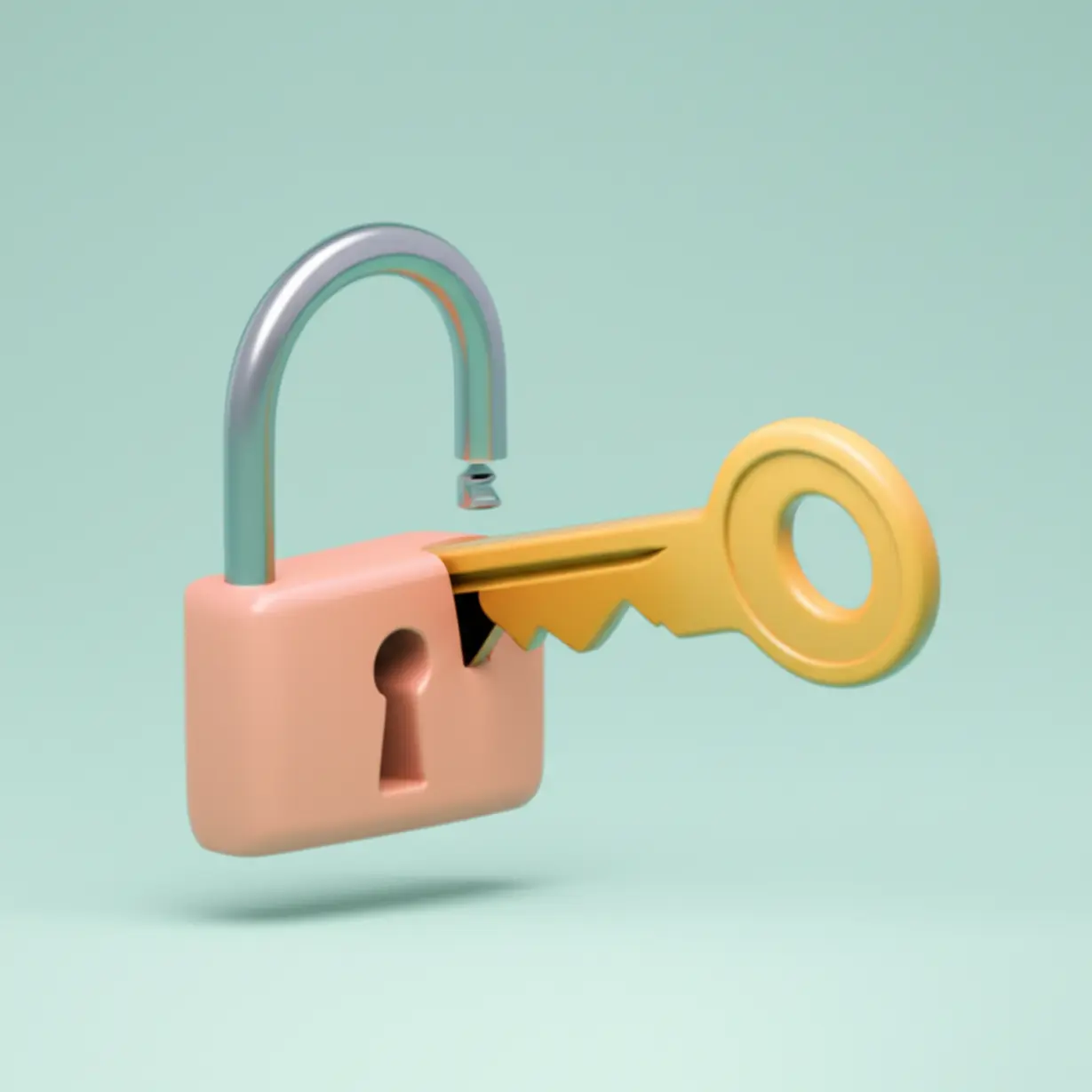 경제적-자유를-상징하는-열쇠가-잠금장치를-여는-귀여운-3D-이미지.-파이어족의-목표인-자유로운-삶을-표현합니다.