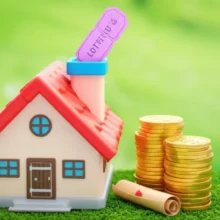 로또-분양-아파트와-채권,-돈뭉치가-함께-있는-귀여운-3D-이미지.-부동산-로또청약과-채권입찰제의-개념을-시각적으로-쉽게-보여줍니다.