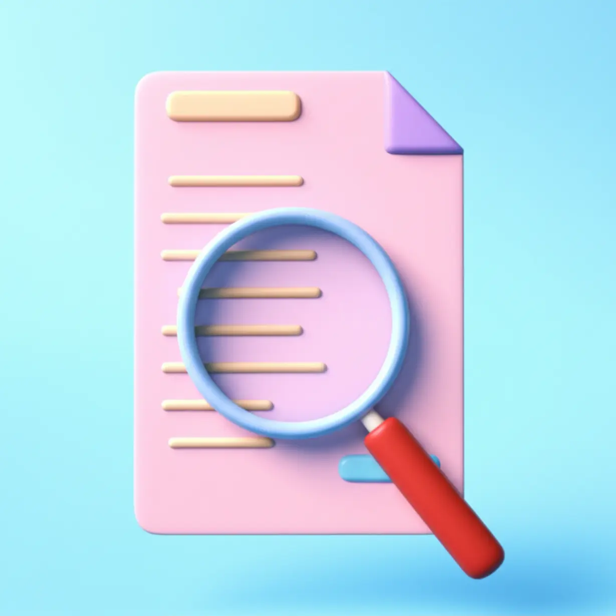 중요한-서류-위에-돋보기가-놓여-있는-귀여운-3D-이미지.-고용보험-이력내역서의-중요성을-확인하는-모습을-상징합니다.