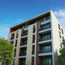 김해-구산-롯데캐슬-시그니처-아파트를-상징하는-따뜻하고-현대적인-건물-이미지,-내집마련의-꿈을-담은-분양-정보를-나타내는-모습.