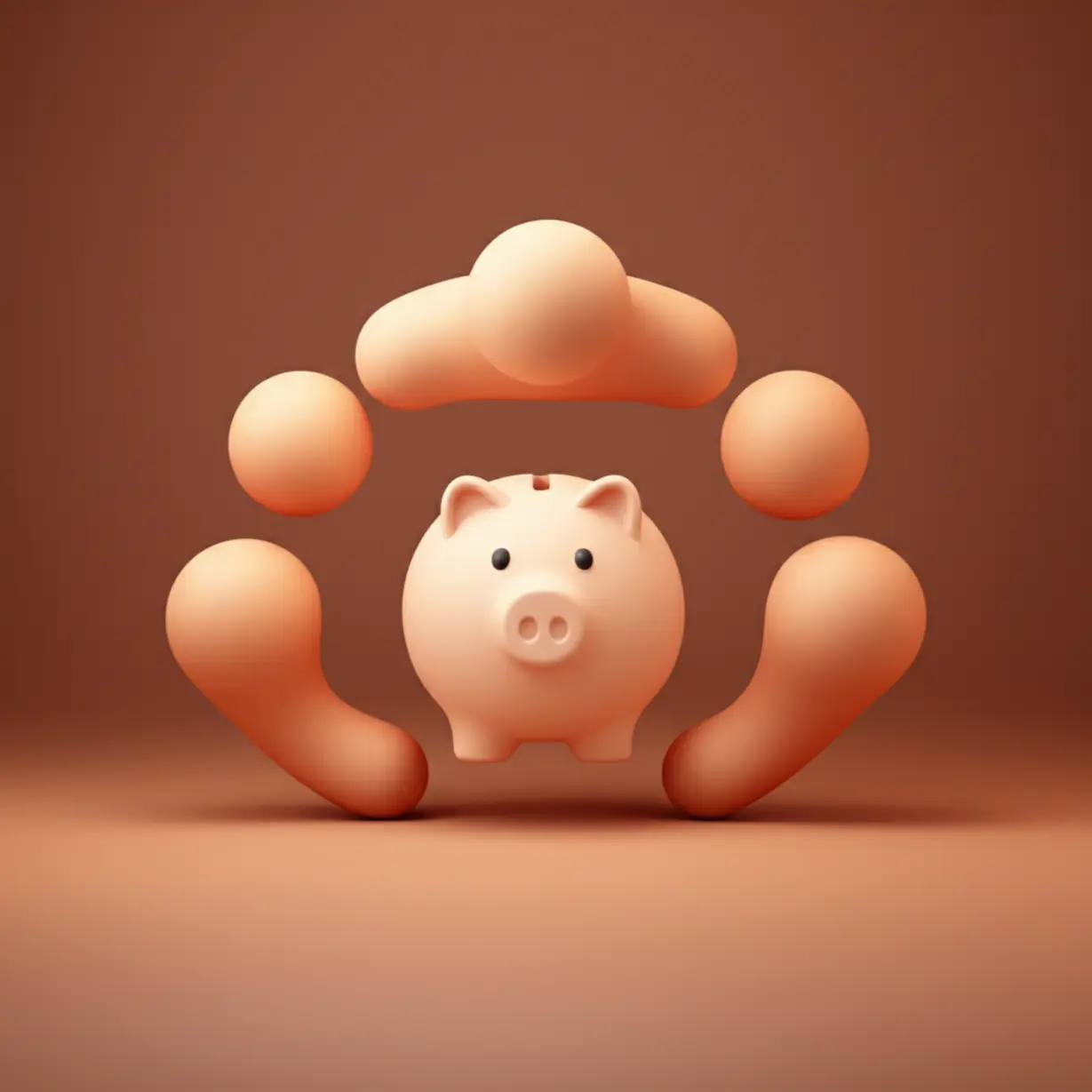 세-개의-추상적인-가족-형태가-저금통-주위에-보호적인-원을-형성하는-귀여운-3D-이미지.-올바른-재정-계획을-통해-가족-간-돈거래-분쟁을-예방하고-관계를-보호하는-모습을-상징합니다.