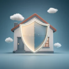 안전하게-보호받는-집과-방패-이미지를-묘사한-3D-그림.-주택임대사업자-보증보험의-안정성을-나타냅니다.