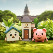 새-정부-부동산-대책-발표-내집마련-공공주택-희망을-상징하는-귀여운-3D-주택과-저금통-캐릭터-이미지