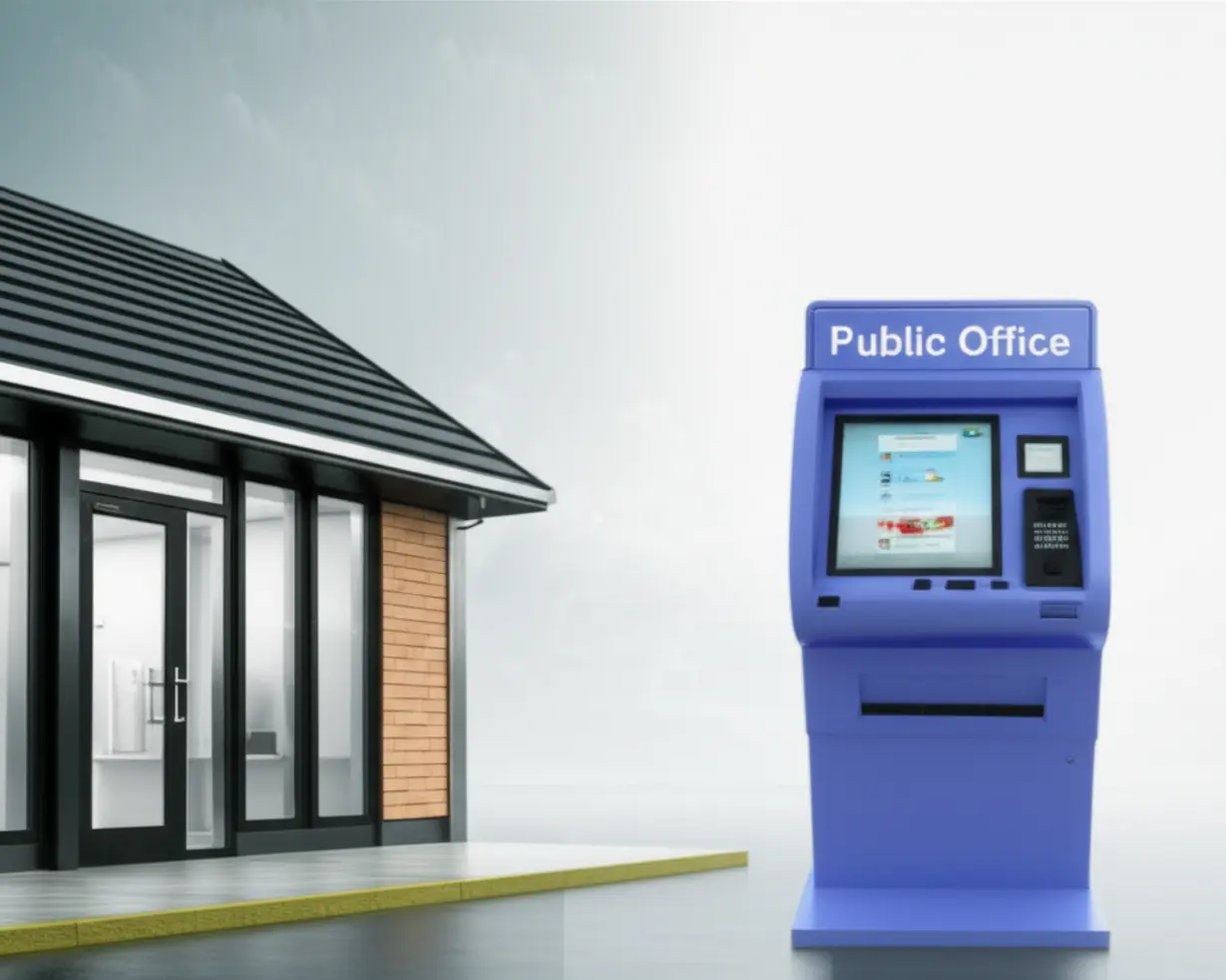관공서-건물과-무인민원발급기가-있는-귀여운-3D-이미지.-오프라인-발급-장소를-나타냅니다.