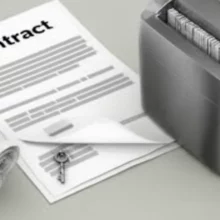 부동산-계약서-문서와-파쇄기가-나란히-놓여-있는-귀여운-3D-이미지입니다.-매매,-전세,-월세-계약서-보관-여부를-고민하는-모습을-표현하며,-중요한-서류-관리에-대한-질문을-시각적으로-나타냅니다.