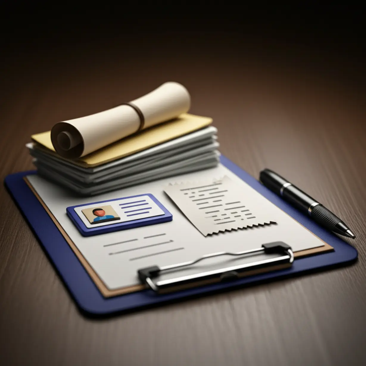 서울-청년-이사비-제출-서류,-필요한-서류들이-깔끔하게-쌓여있는-모습