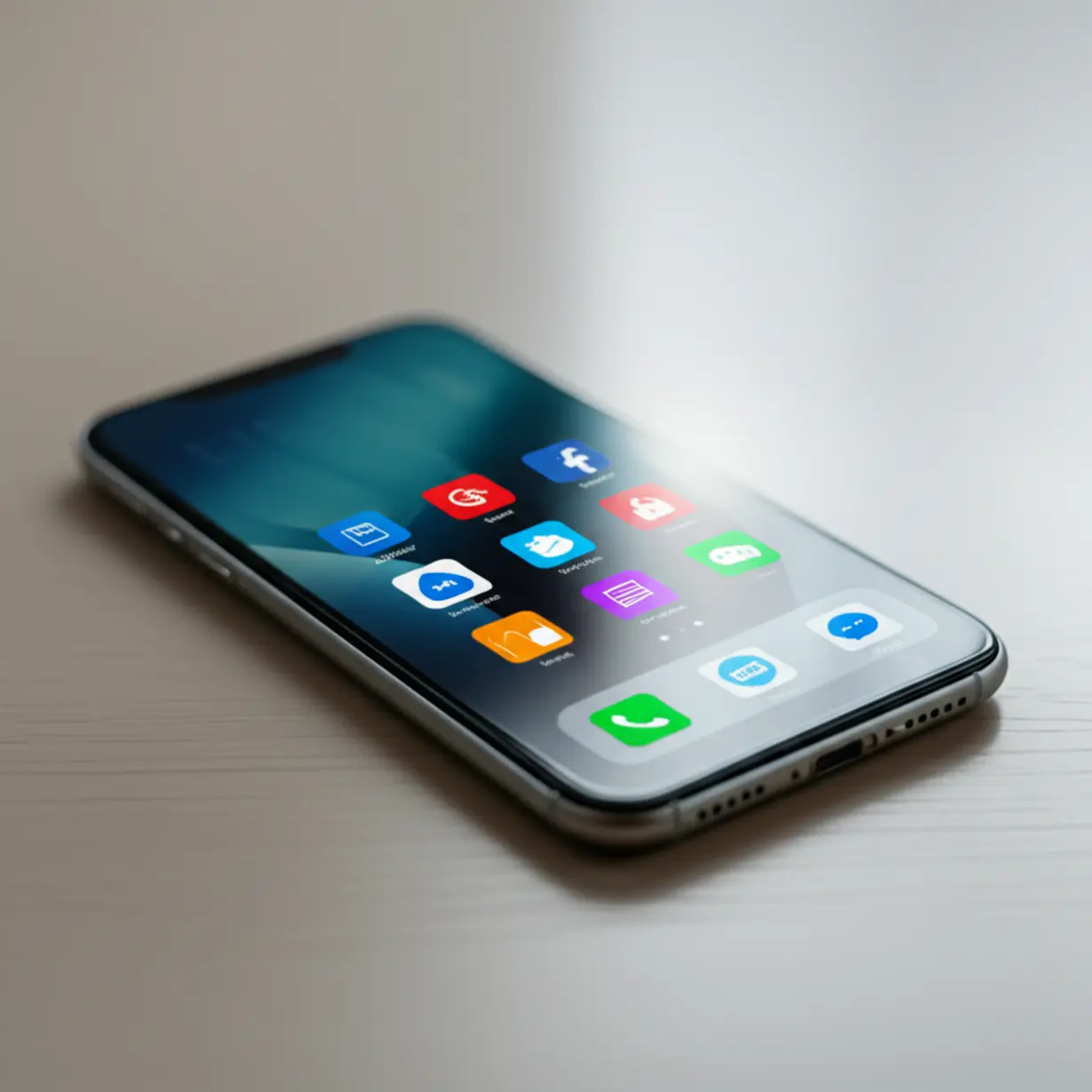 정돈된-스마트폰-화면에-메모장,-잠금,-채팅-아이콘이-깔끔하게-배열된-3D-이미지.-카톡-삭제-기능-변경-후-현명하고-안전하게-스마트폰을-사용하는-방법을-상징합니다.-어르신을-위한-디지털-소통-예절.